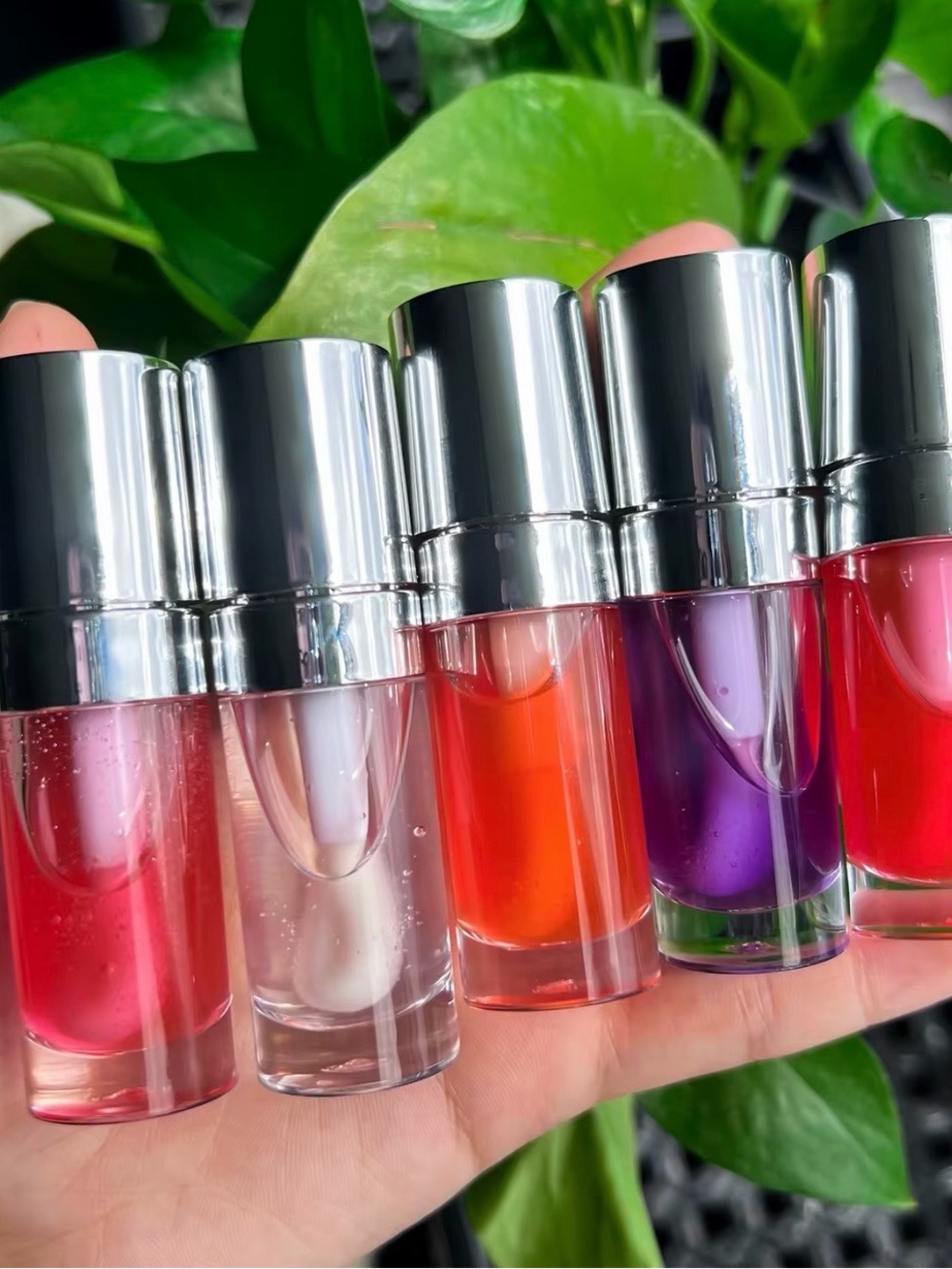 Sheer Gloss Lip Tint Trio - Pink, Clear, Orange, Purple, Red